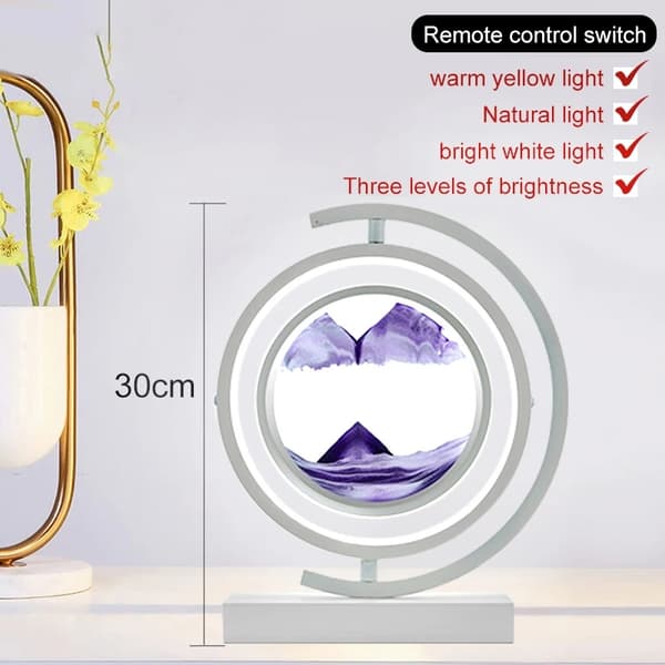 3D Quicksand LED Lampe, Justerbar Lysstyrke, Elegant Hjemmedekoration,Sort spin-Rød, Strømafbryderknap