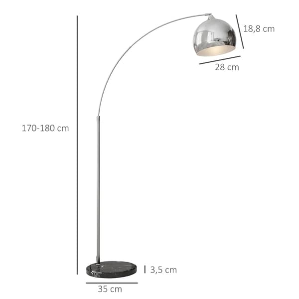 Rootz-kaarilamppu - Lattiavalaisin - Kaarevappu - Säädettävä jalusta - Moderni eleganssi - 100-115L x 30W x 170-180K cm