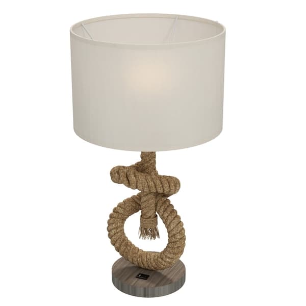 Rootz Nautical Style Bordlampe - Reb-bordlampe - USB-opladningslampe - 2200K LED-lys - 30cm x 30cm x 55cm