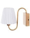 Miniatyrbilde 5 av 10: Sett med 2 Vegglamper Hvit Stoffskjerm Jern Metall Gullfot Glamour stil Kontor Soverom