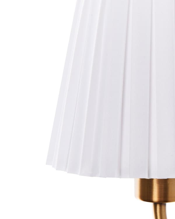 Sett med 2 Vegglamper Hvit Stoffskjerm Jern Metall Gullfot Glamour stil Kontor Soverom