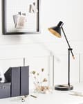 Miniatyrbilde 4 av 11: Bordlampe Svart Metall Jern Justerbar skjerm og Arm Stue Soverom Moderne design
