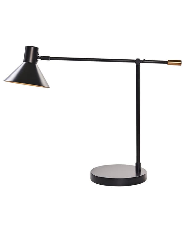 Bordlampe Svart Metall Jern Justerbar skjerm og Arm Stue Soverom Moderne design