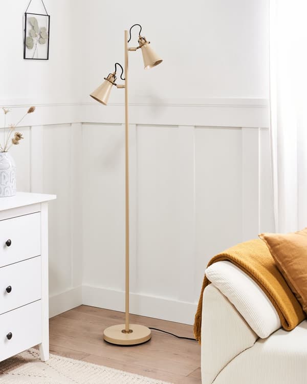 Gulvlampe Beige Metall Justerbare Skjermer Av/På-bryter Soverom Stue Hjemmekontor Belysning Industriell Design