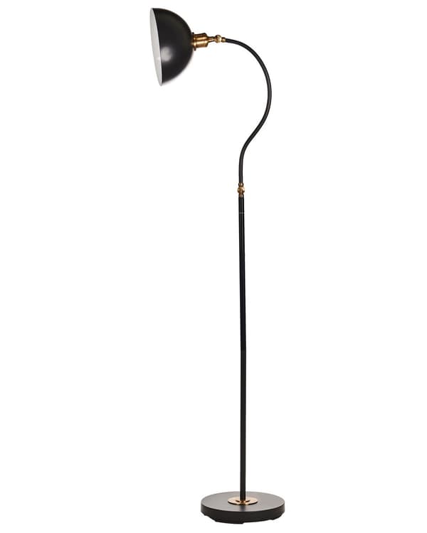 Gulvlampe i Svart Metall Justerbar Skjerm og Arm Av/På-bryter Soverom Stue Hjemmekontor Belysning Industriell Design