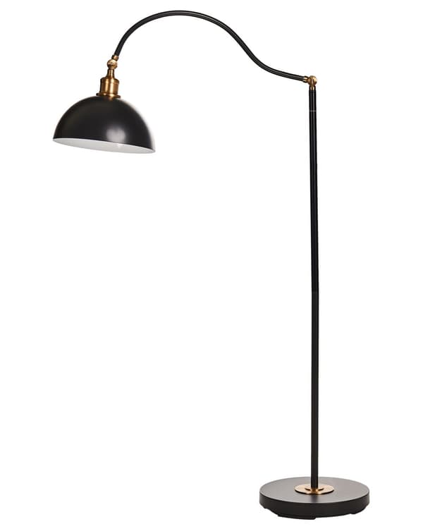Gulvlampe i Svart Metall Justerbar Skjerm og Arm Av/På-bryter Soverom Stue Hjemmekontor Belysning Industriell Design