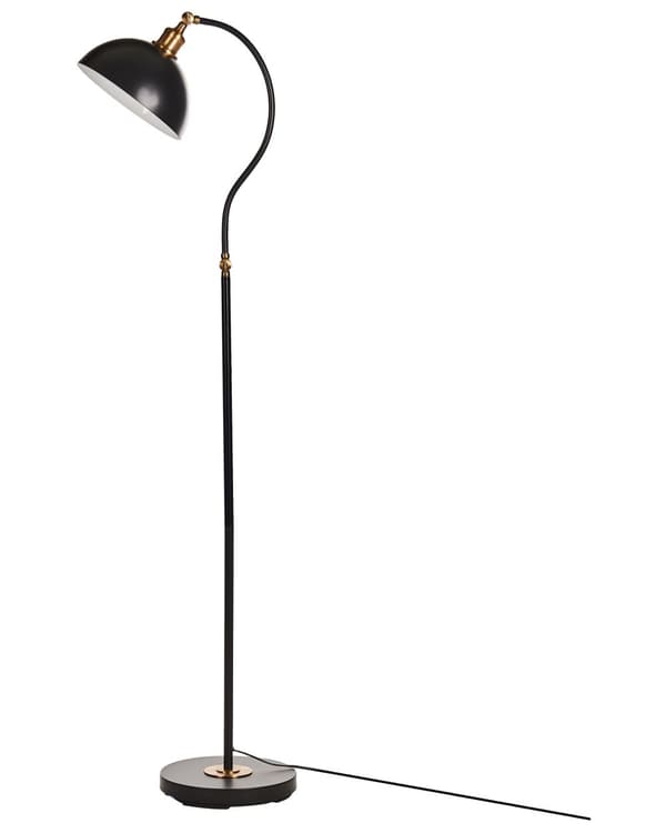 Gulvlampe i Svart Metall Justerbar Skjerm og Arm Av/På-bryter Soverom Stue Hjemmekontor Belysning Industriell Design