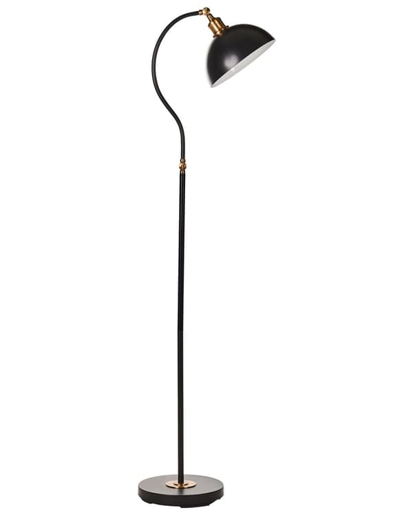 Gulvlampe i Svart Metall Justerbar Skjerm og Arm Av/På-bryter Soverom Stue Hjemmekontor Belysning Industriell Design
