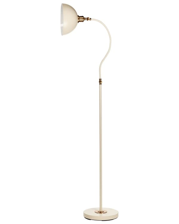 Gulvlampe i beige metal Justerbar skærm og arm Tænd/sluk-kontakt Soveværelse Stue Hjemmekontor Belysning Industrielt design
