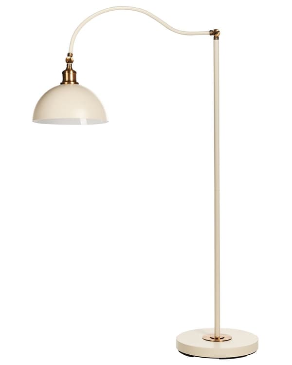 Gulvlampe i beige metal Justerbar skærm og arm Tænd/sluk-kontakt Soveværelse Stue Hjemmekontor Belysning Industrielt design