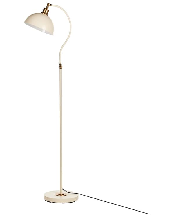 Gulvlampe i beige metal Justerbar skærm og arm Tænd/sluk-kontakt Soveværelse Stue Hjemmekontor Belysning Industrielt design