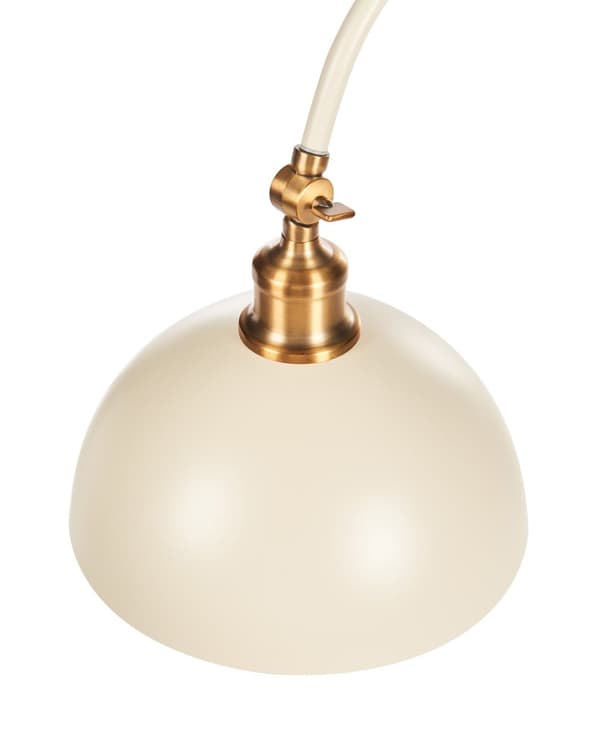 Gulvlampe i beige metal Justerbar skærm og arm Tænd/sluk-kontakt Soveværelse Stue Hjemmekontor Belysning Industrielt design