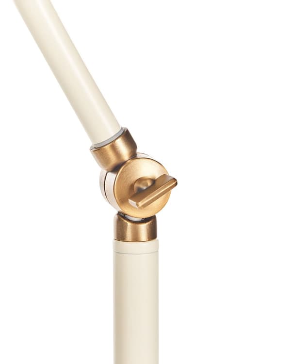 Gulvlampe i beige metal Justerbar skærm og arm Tænd/sluk-kontakt Soveværelse Stue Hjemmekontor Belysning Industrielt design