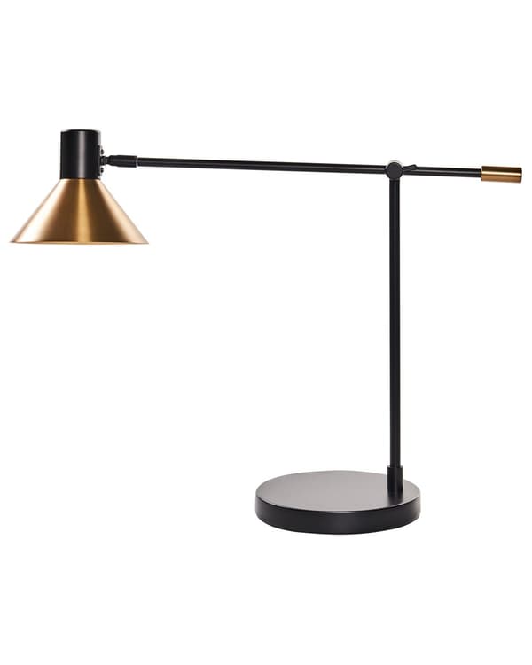 Bordlampe Svart Gull Metall Jern med Justerbar skjerm og arm Stue Soverom Moderne