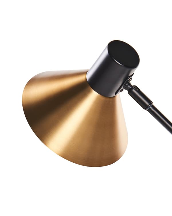 Bordlampe Svart Gull Metall Jern med Justerbar skjerm og arm Stue Soverom Moderne