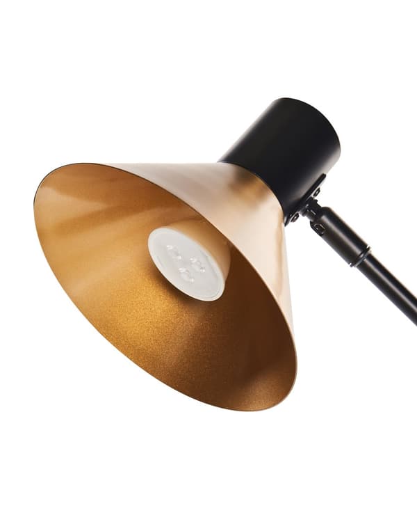Bordlampe Svart Gull Metall Jern med Justerbar skjerm og arm Stue Soverom Moderne