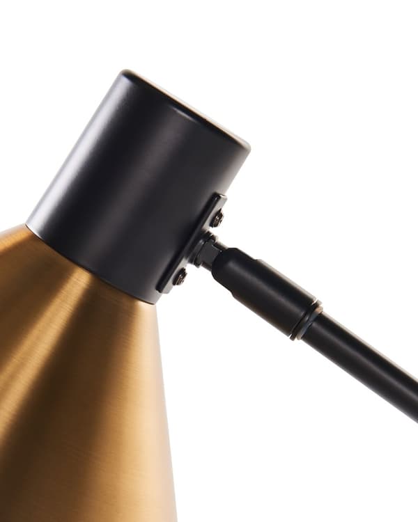 Bordlampe Svart Gull Metall Jern med Justerbar skjerm og arm Stue Soverom Moderne