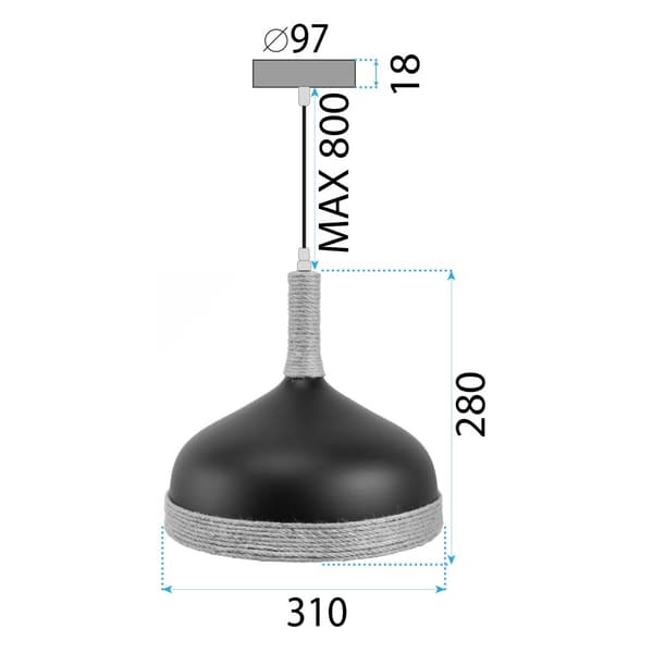 HÆNGENDE LOFTSLAMPE TOOLIGHT APP1421-1CP BLACK