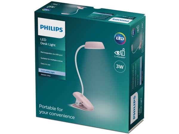 Philips Funktionell 8719514396876, Rosa, Metall, Plast, Hemmakontor, Arbetsrum, IP20, III, Glödlampan/-lamporna kan inte bytas ut