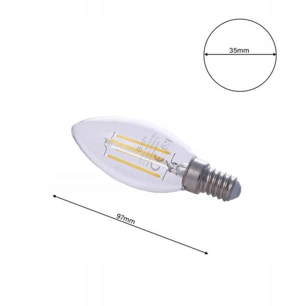 Filament stearinlys Pære 4W LED E14 MILAGRO