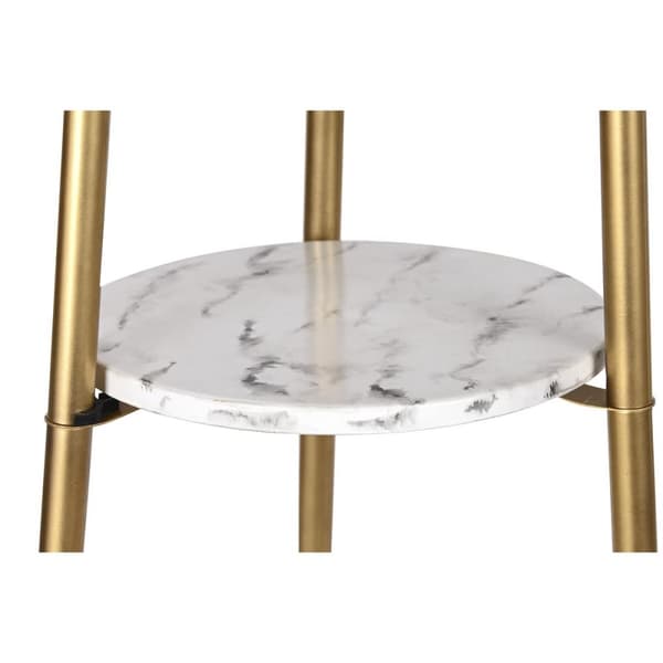 Golvlampa DKD Home Decor Gyllene Metall Polyester Vit 50 W Trä MDF (41 x 41 x 156 cm)