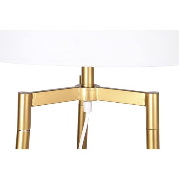 Golvlampa DKD Home Decor Gyllene Metall Polyester Vit 50 W Trä MDF (41 x 41 x 156 cm)