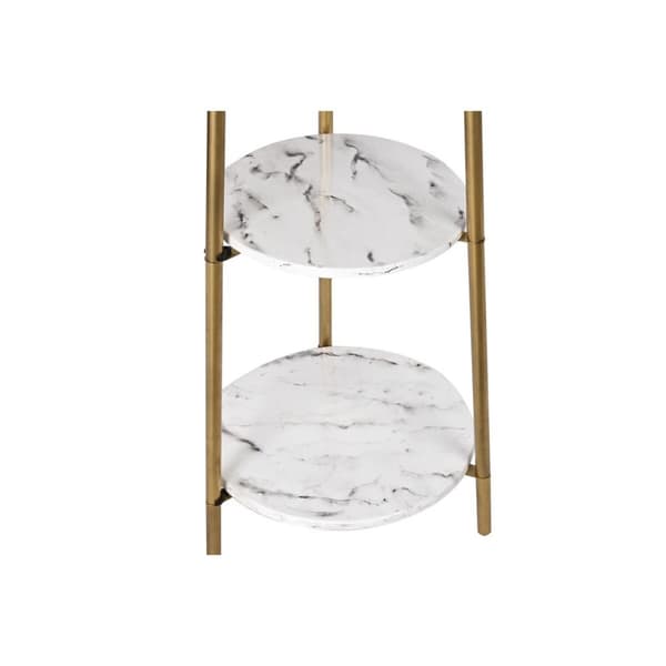 Golvlampa DKD Home Decor Gyllene Metall Polyester Vit 50 W Trä MDF (41 x 41 x 156 cm)