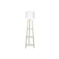 Miniatyrbild 6 av 7: Golvlampa DKD Home Decor Gyllene Metall Polyester Vit 50 W Trä MDF (41 x 41 x 156 cm)