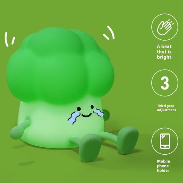 Broccoli Design Creative Silikone Tap Light Hjem Soveværelse Natlampe