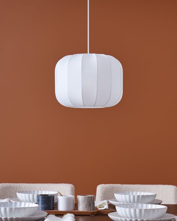 Pendellampe Hvit Nylonskjerm Lykteinspirert form Moderne design Belysning Hengelampe