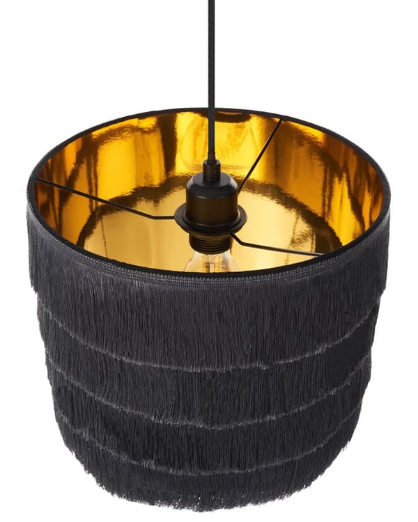 Pendellampe Svart Polyester Skjerm med frynser Moderne og vintage design Belysning Hengelampe