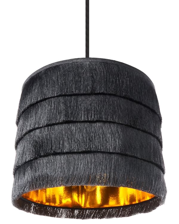 Pendellampe Svart Polyester Skjerm med frynser Moderne og vintage design Belysning Hengelampe