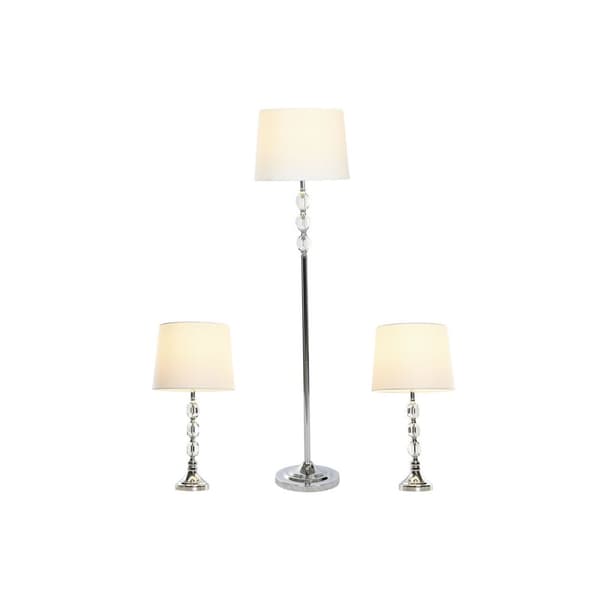 Golvlampa Home ESPRIT Vit Silvrig 50 W 220 V 35 x 35 x 150 cm (3 Delar)