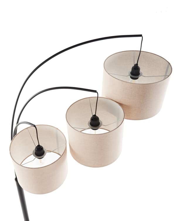 Gulvlampe Beige Metallstoffskjermer Av-på-bryter Soverom Stue Hjemmekontor Belysning Industriell Design