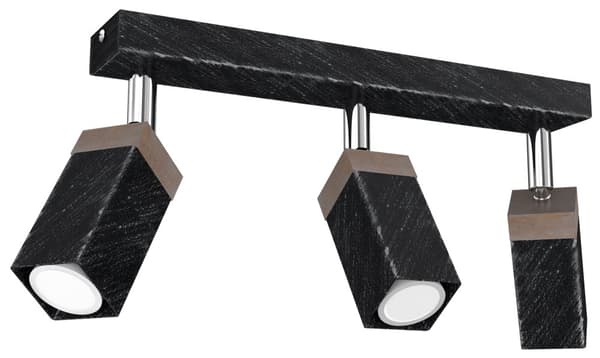 SOLO SAVET SORT / PATINERET TRÆ loftslampe 3x mini GU10