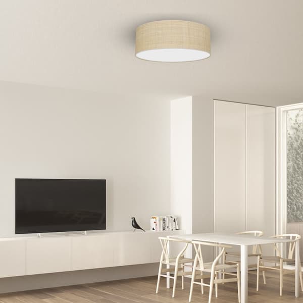 MARSHALL WHITE / RATTAN loftslampe 3xE27 Ø50cm
