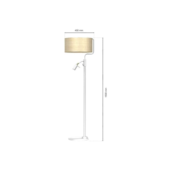 Gulvlampe MARSHALL WHITE / RATTAN 1xE27 + 1x mini GU10