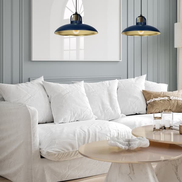 FELIX NAVY BLUE/GULD hængelampe 2xE27