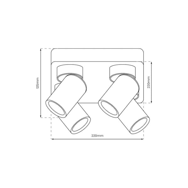 Loftslampe Andy 4xGU10 Firkantet Hvid + Guld