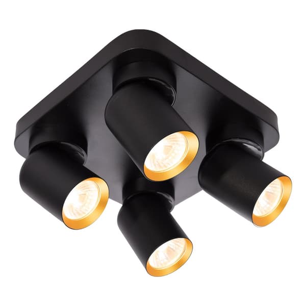 Loftslampe Andy 4xGU10 Firkantet Sort + Guld