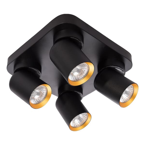 Loftslampe Andy 4xGU10 Firkantet Sort + Guld