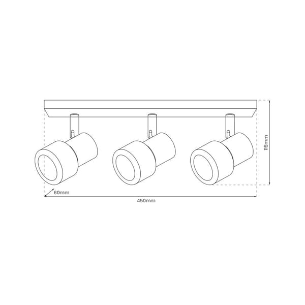 Taklampa Cino 3xGU10 Svart + Krom
