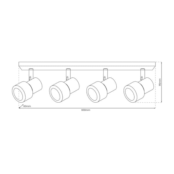 Loftslampe Cino 4xGU10 Sort + Krom