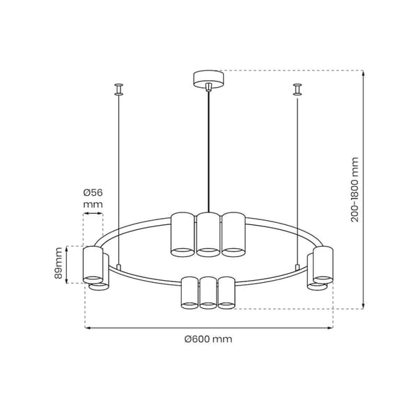Hængelampe (cirkel) GENESIS SORT 10xGU10