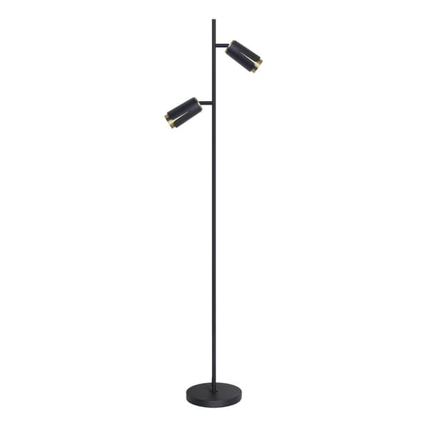 BLOMMA SVART GULD GOLVLAMPA 2xGU10