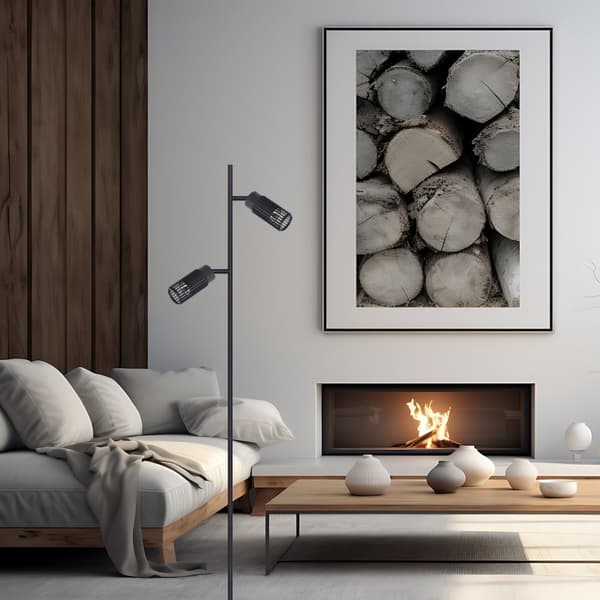 VERTIKAL SVART GOLVLAMPA 1xGU10
