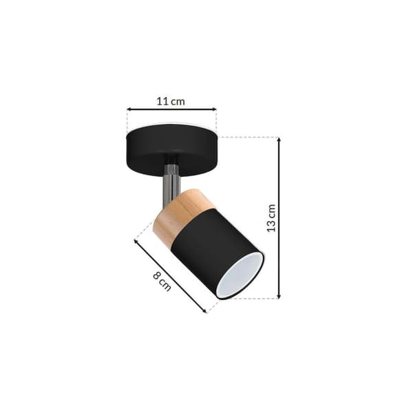 JOKER BLACK/WOOD vägglampa 1xGU10