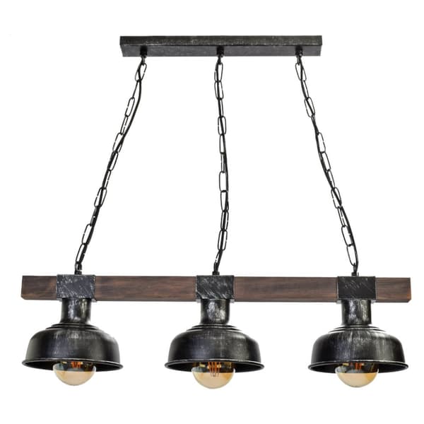Hänglampa FARO BLACK/WOOD 3xE27