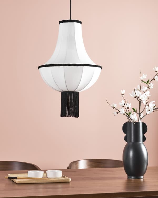 Pendellampe Hvid Sort Nylonskærm Dekorative frynser Vintage design Belysning Hængelampe