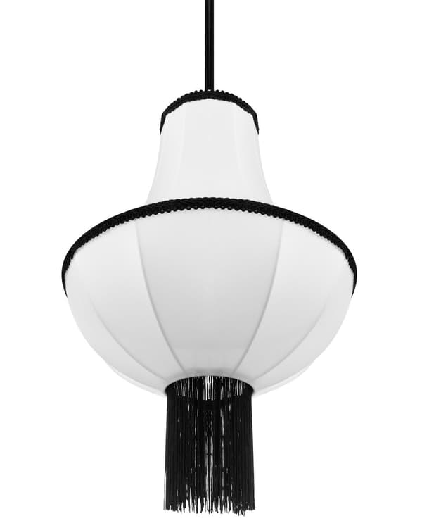 Pendellampe Hvid Sort Nylonskærm Dekorative frynser Vintage design Belysning Hængelampe